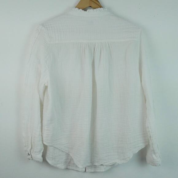 Tasha Polizzi XL Top White Cotton gauze Lace Western Cowgirl Boho Button Down - Picture 9 of 9